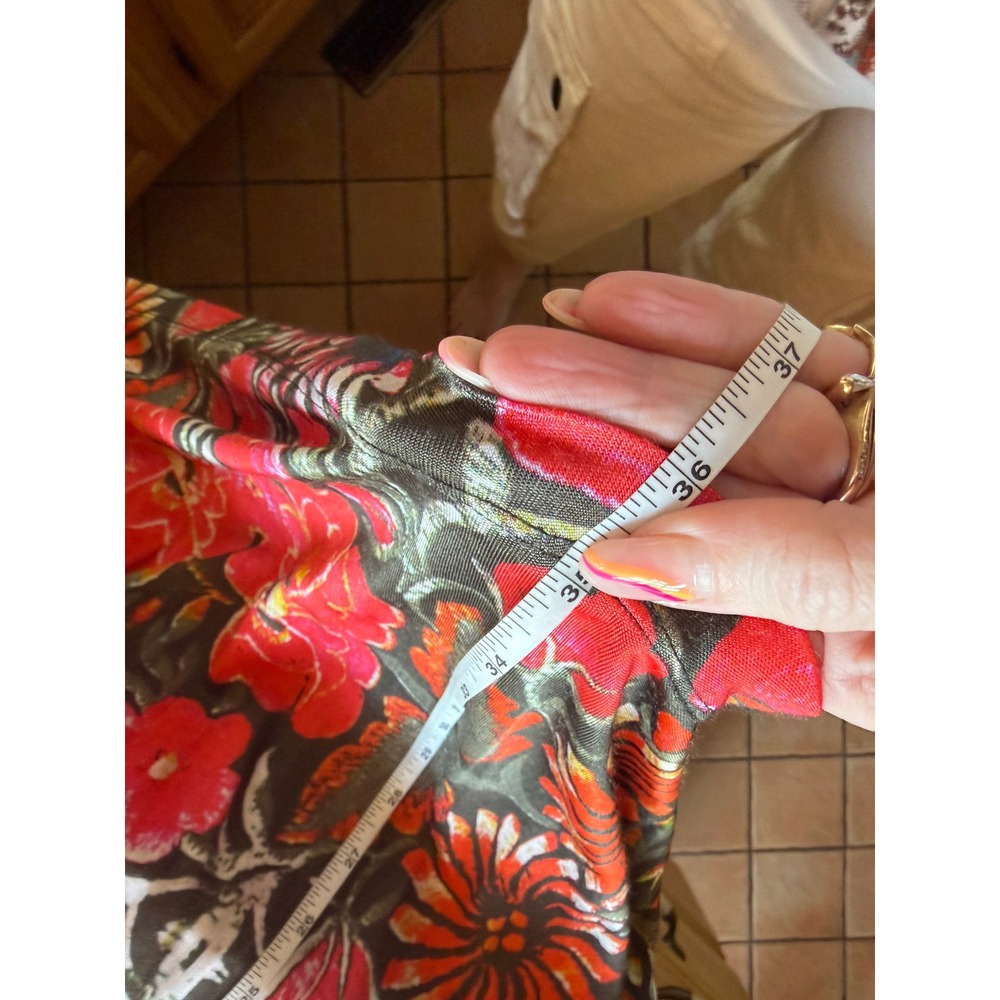Free People New Romantics Red Floral Kaleidoscopic Tunic Dress Trapeze Sz. M - Picture 9 of 9